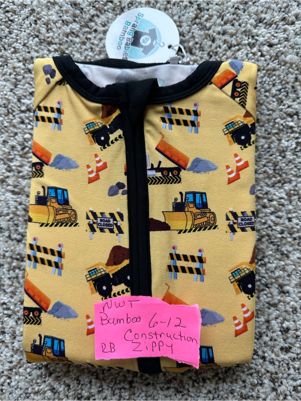 Bamboo Construction Zippy Fold over Hands and Feet- Yellow & Black
